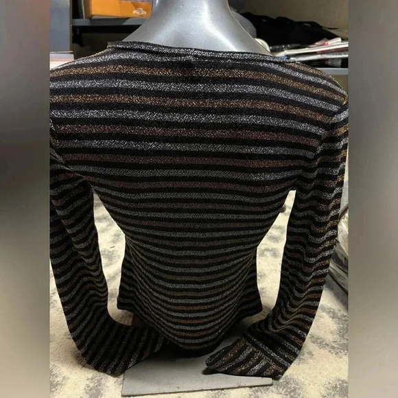 Urban Outfitters Metallic Faux Wrap Long Sleeve Top large - Picture 3 of 4